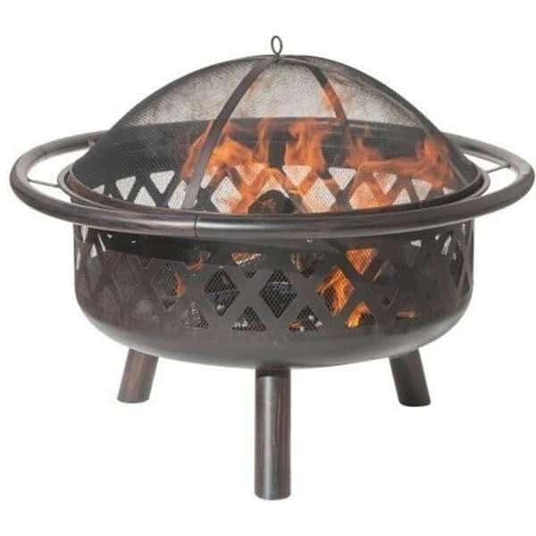 Dagan FP-1024 Criss Cross Style Wood Burning Fire Pit with 29 in. Dia. Fire Bowl & 9 in. Clearance; Bronze