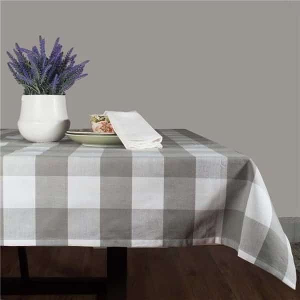 Dunroven House RK819-GY 54 in. Farmhouse Check Square Tablecloth; Gray & White