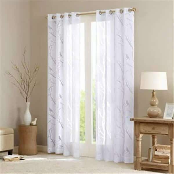 Averil Sheer Bird Window Panel, White - 84 in.