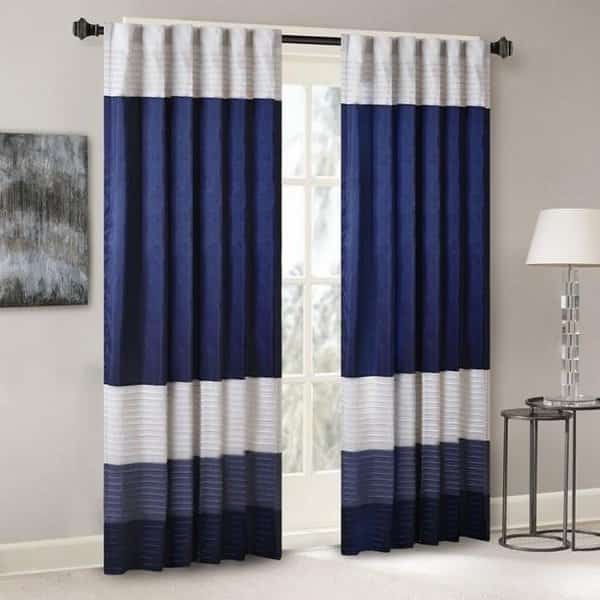 Madison Park MP40-2225 Amherst Polyoni Pintuck Window Curtain; Navy
