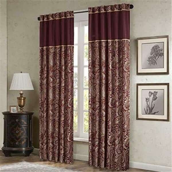 Polyester Jacquard Panel, Pair, Burgundy