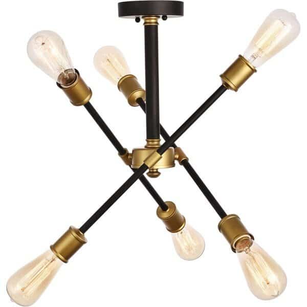 16.6 x 17.1 in. Axel 6 Light Black & Brass Flush Mount