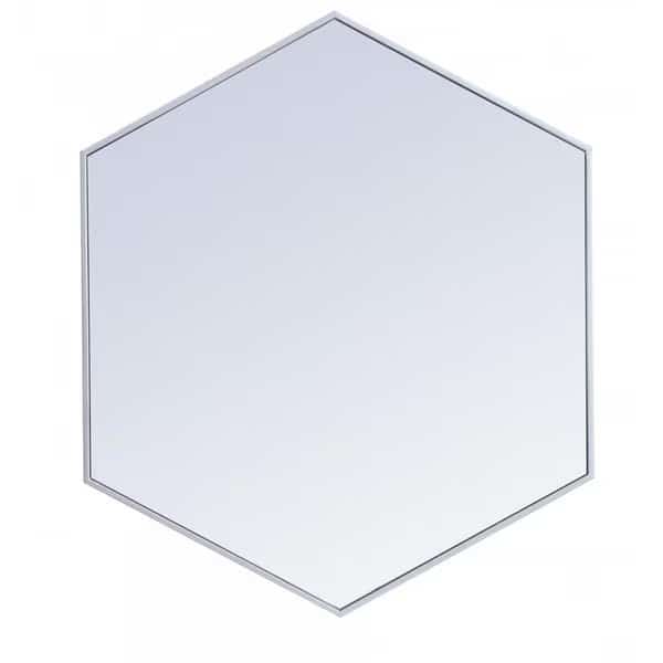 38 in. Metal Frame Hexagon Mirror in Silver - 37.125 x 31.25 x 0.16 in.