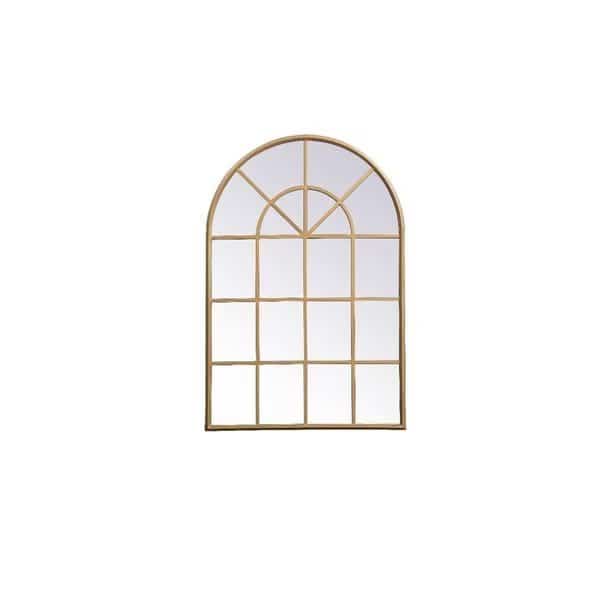 28 x 41 in. Metal Windowpane Mirror, Brass