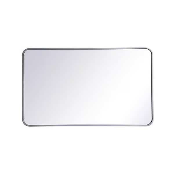 Elegant Lighting MR802440S 24 x 40 in. Soft Corner Metal Rectangular Mirror; Silver