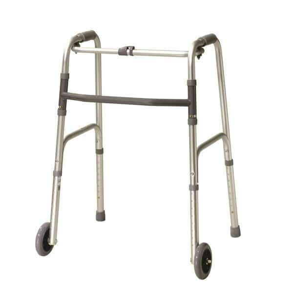 5 in. Wheel-Glides Folding 2-Button Walker - Adult, Fabrication Enterprises, Mfr#: 43-2120