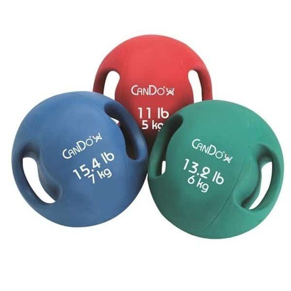 Cando 10-3283 13.2 lbs Molded Dual Handle Medicine Ball; Green