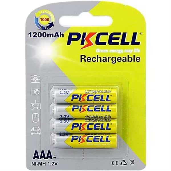 PK Cell NIMHAAA1200-4B 1.2V Rechargeable AAA Battery with 1200 mAh; Pack of 4