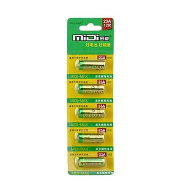 PK Cell 23A-5B 12V & 23 amp Alkaline Battery; Pack of 5, Pkcell, Mfr#: 23A-5B