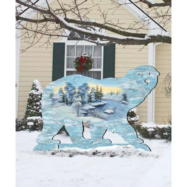 32 in Polar Bear Scenic FreeStanding Garden Decor