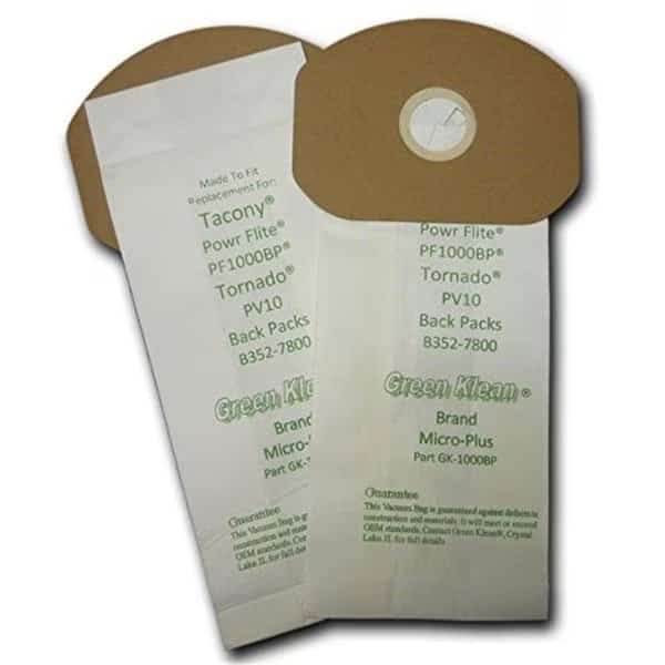Green Klean GK-1000BP PowrFlite 10 qt Backpack Paper Bag Fits the PF1000BP Replacement Vacuum Bags - 10 per Case - Case of 10