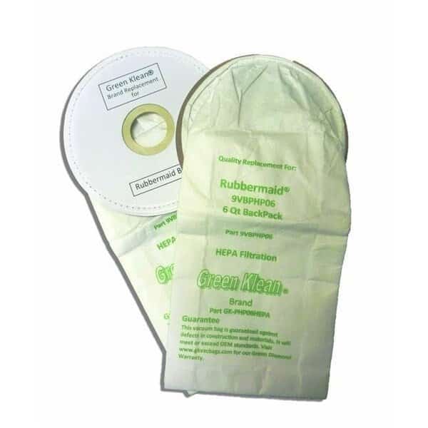 Green Klean GK-PHP06HEPA Rubbermaid BP 6 qt Backpack H12 Hepa Replacement Vacuum Bags - 10 per Case - Case of 10