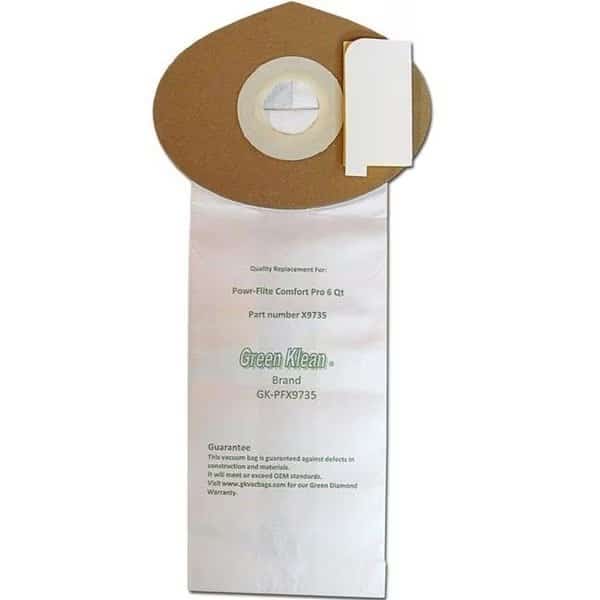 Green Klean GK-PFX9735-6 Qrt 6 qt. Powr Flite Comfort Pro Backpack Closed Collar Replacement Vacuum Bags - Pack of 100