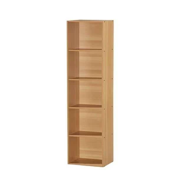 Hodedah HID25 BEECH Five Shelf Bookcase - Beech