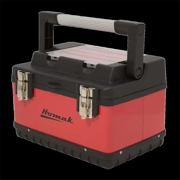 Tool Box, Metal, Plastic, Red, 26 in W, Homak, Mfr#: HO297196