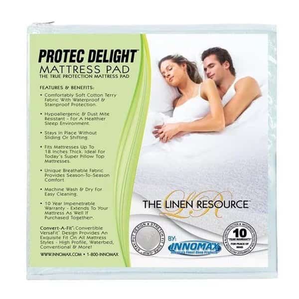 Innomax 5-85-WP-Q Protec Delight True Protection Mattress Pad; California Queen-Queen Size