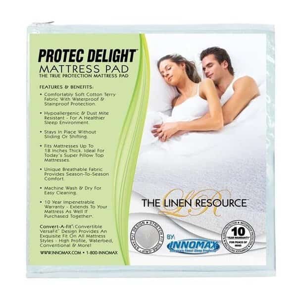 Innomax 5-85-WP-R Protec Delight True Protection Super Single Mattress Pad; Full-Single Size