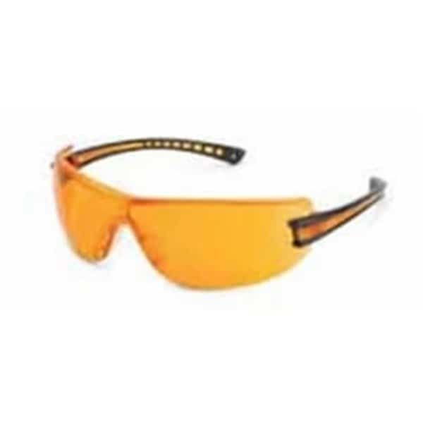 Luminary Wraparound Orange AntiScratch Lens Black Temple Lightweight Safety Glasses