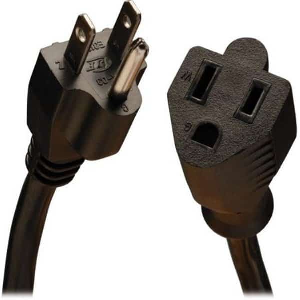 SJT Extension Cord, 14 AWG, 14/3, 1 Outlets, 5-15R, Black, PVC, 5-15P, 25 ft