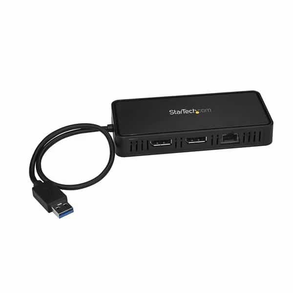 USB To Dual Displayport Mini Docking Station 4K GBE USB 3.0