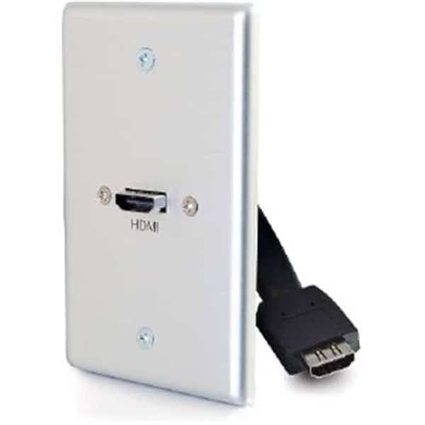 3.5 mm Single Gang Wall Plate with HDMI Pigtail Aluminum