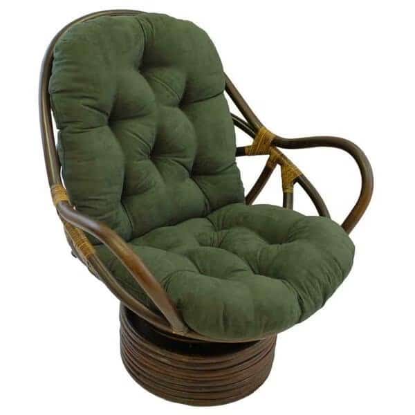 Rattan Swivel Rocker with Micro Suede Cushion, Hunter Green
