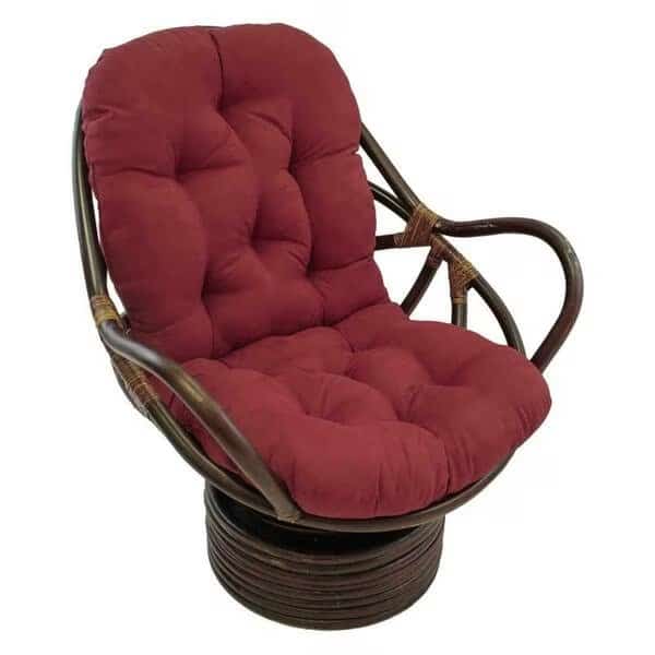 Rattan Swivel Rocker with Micro Suede Cushion, Red Wine