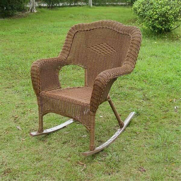 Resin Wicker Camel Back Rocking Chair, Mocha, 2PK