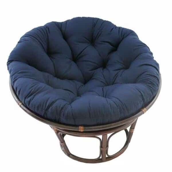 42 in. Rattan Papasan Chair with Solid Twill Cushion, Navy