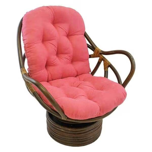 Rattan Swivel Rocker with Micro Suede Cushion, Bery Berry