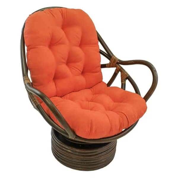 Rattan Swivel Rocker with Micro Suede Cushion, Tangerine Dream