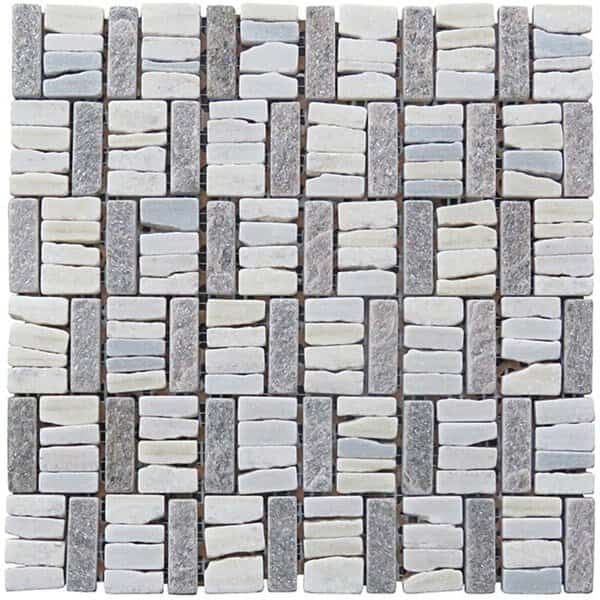 Wavy Pattern Natural Stone Mosaic Blend Lighter Center