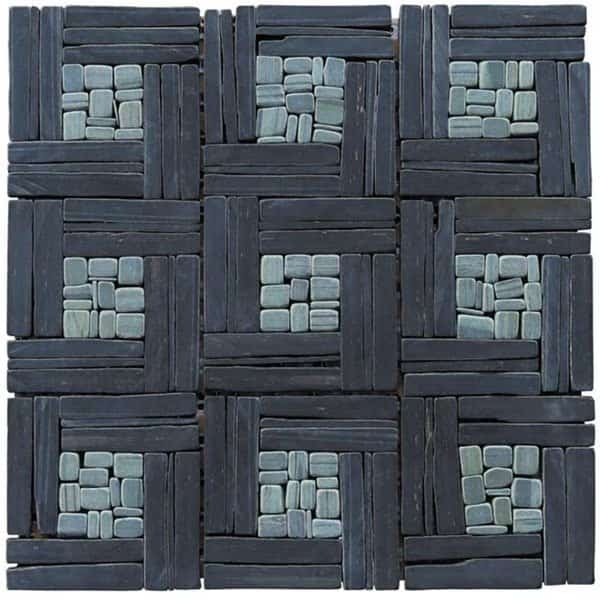 Basketweave Pattern Mosaic Blend Black Slate
