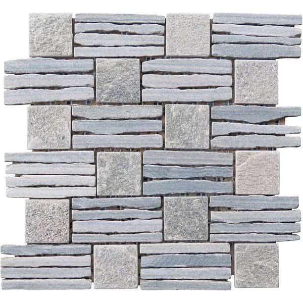 Quartzite Basketweave Interlocked Mosaic Green, Intrend Tile, Mfr#: LS019G