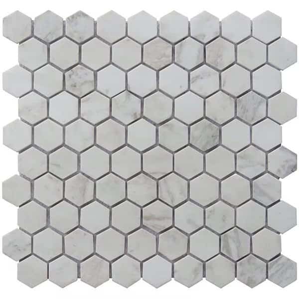 125 x 125 in Carrara Stone Hexagon Mosaic