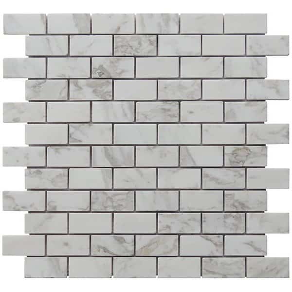 1 x 2 in Carrara Stone Mini Brick Pattern Mosaic