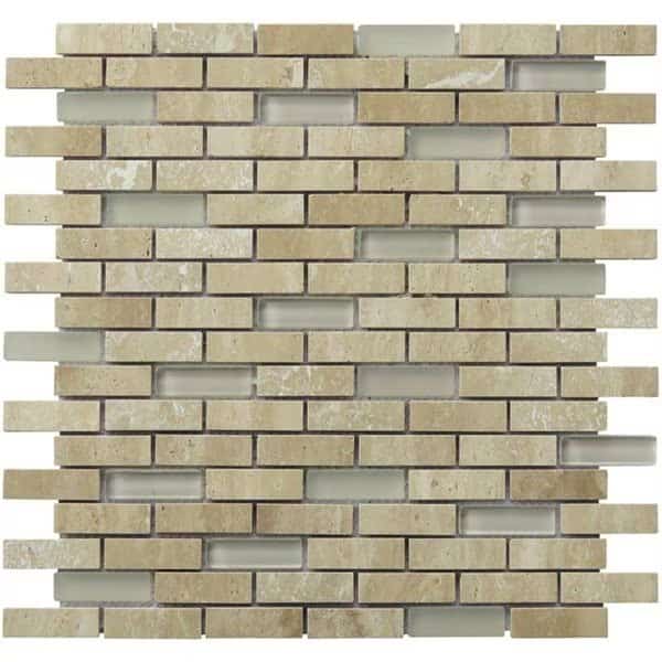 065 x 2 in Travertine Stone Tranquility Linear Mosaic Blend
