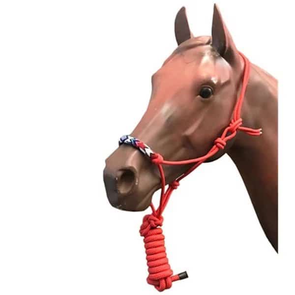 8 ft Beaded Rope Halter  Lead Red