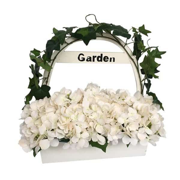 16.5 in. Hydrangea with Wooden Pot