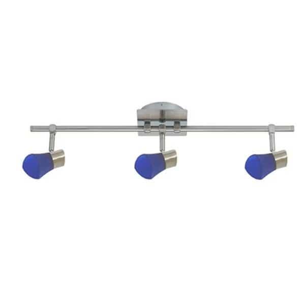 3-Light Satin Chrome Bar Rail Kit- Blue Glass