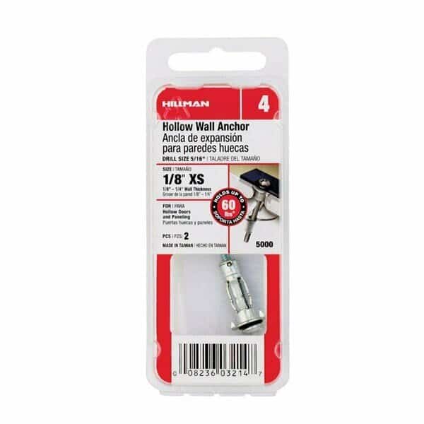 0.125 in. Hollow Wall Anchor - Extra Small, 20PK