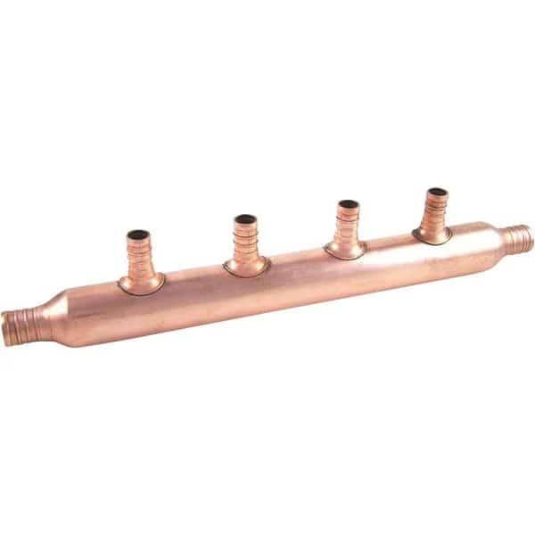 4 Port Open Copper Manifold with Barb Branches
