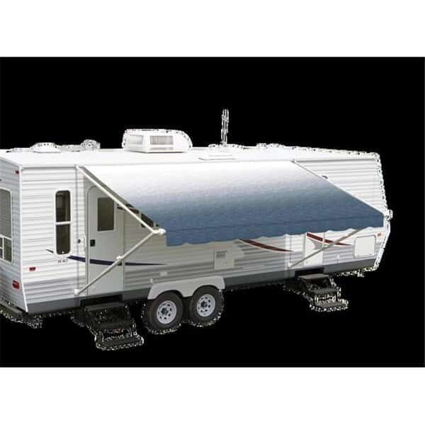 Carefree QJ16006E Springless Patio Awning Vinyl Roller Assembly; White & Black Shale Fade - 16 ft.