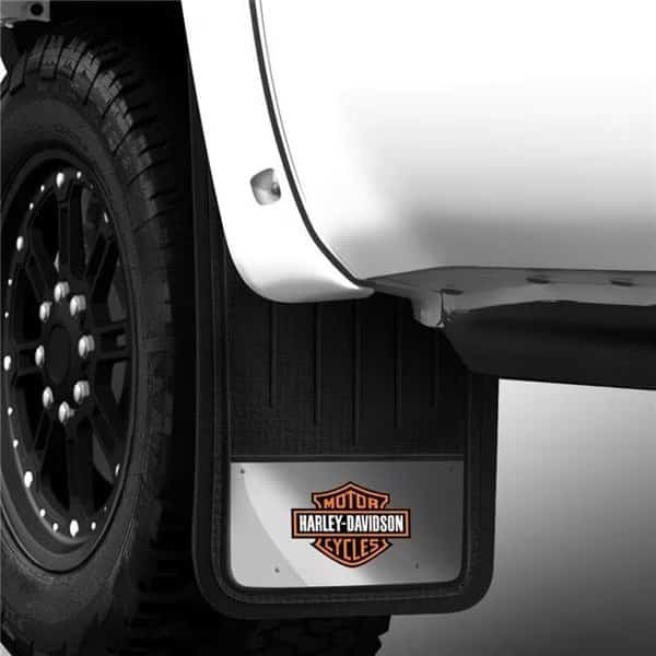 Plasticolor P23-000606R01 12 x 23 in. Heavy Duty Black Mud Guards with Ford Logo
