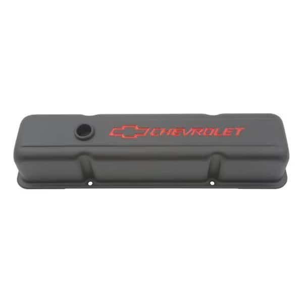 141751 1958-1986 Small Block Chevy Tall Valve Covers; Black Crinkle