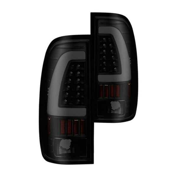 Xtune F150 Styleside for 1997-2003 F250 Super Duty Light Bar LED Tail Lights, Black Smoke