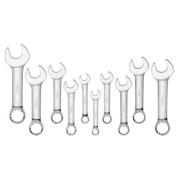 Platinum PLT-99525 Metric Stubby Full Polished Combination Wrench Set - 10 Piece