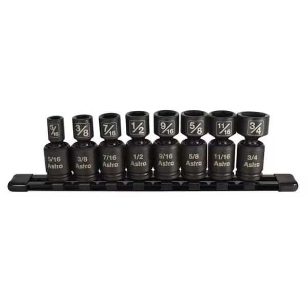 Astro Pneumatic AST-78340 0.37 in. Drive Nano Pinless Universal Impact Sockets; 8 Piece