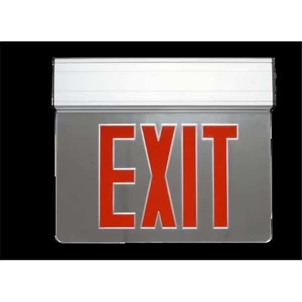 Nicor Lighting EXL2-10UNV-AL-MR-R-2 12.75 in. Edge Lit LED Emergency Exit Sign; Mirrored & Red