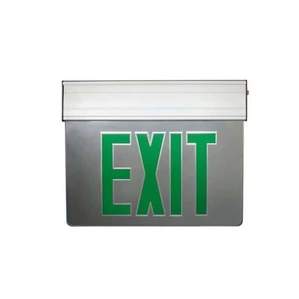 Nicor Lighting EXL2-10UNV-AL-MR-G-2 12.75 in. Edge Lit LED Emergency Exit Sign; Mirrored & Green